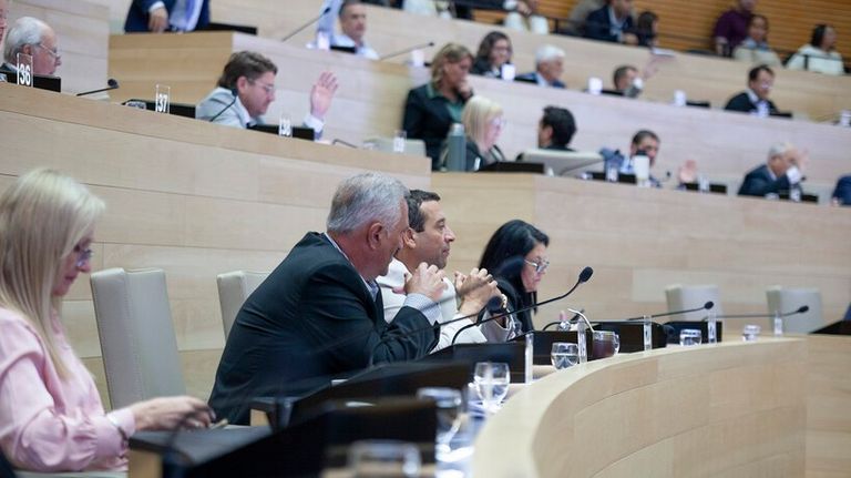 El legislador Flores en su banca durante la sesion