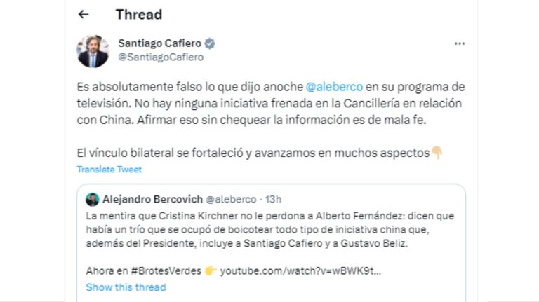 Tweet de Cafiero