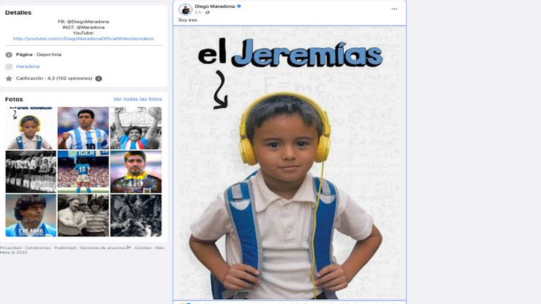 Diego Armando Maradona su cuenta de facebook fue hackeada 20230523