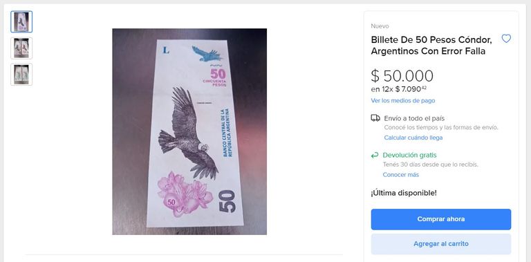 El billete de 50 pesos que alcanzó un gran valor.