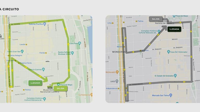 Los recorridos de cada equipo en la carrera Ciudad Verde 2022.