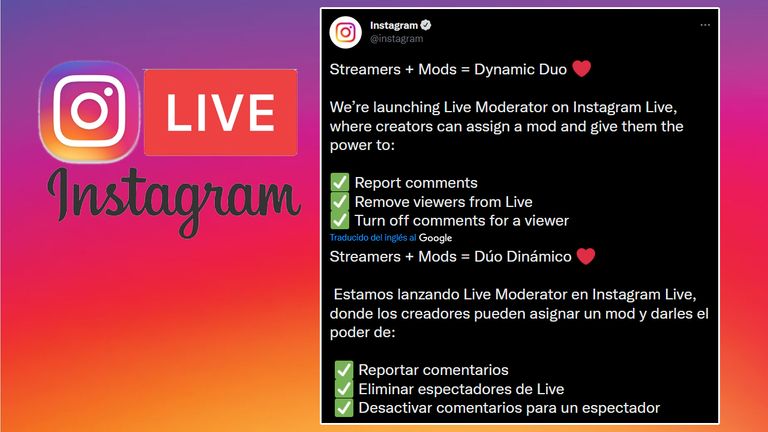 Instagram permitirá añadir moderadores a las emisiones en directo