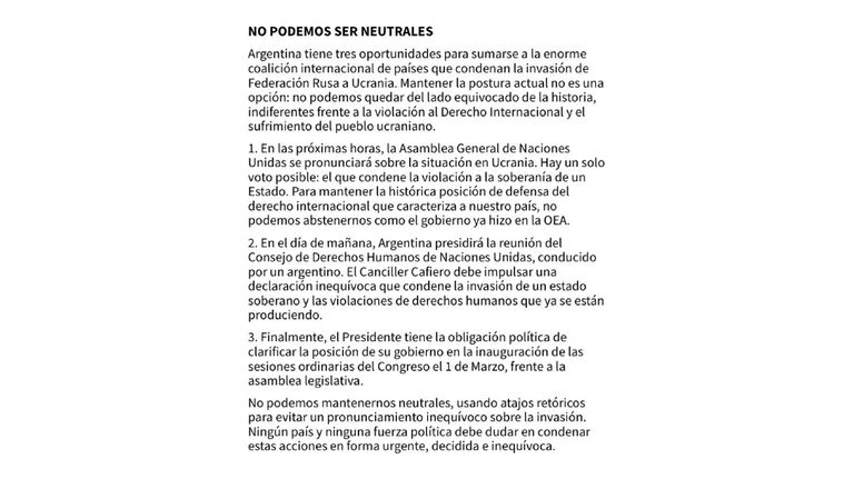 Larreta Rusia Ucrania