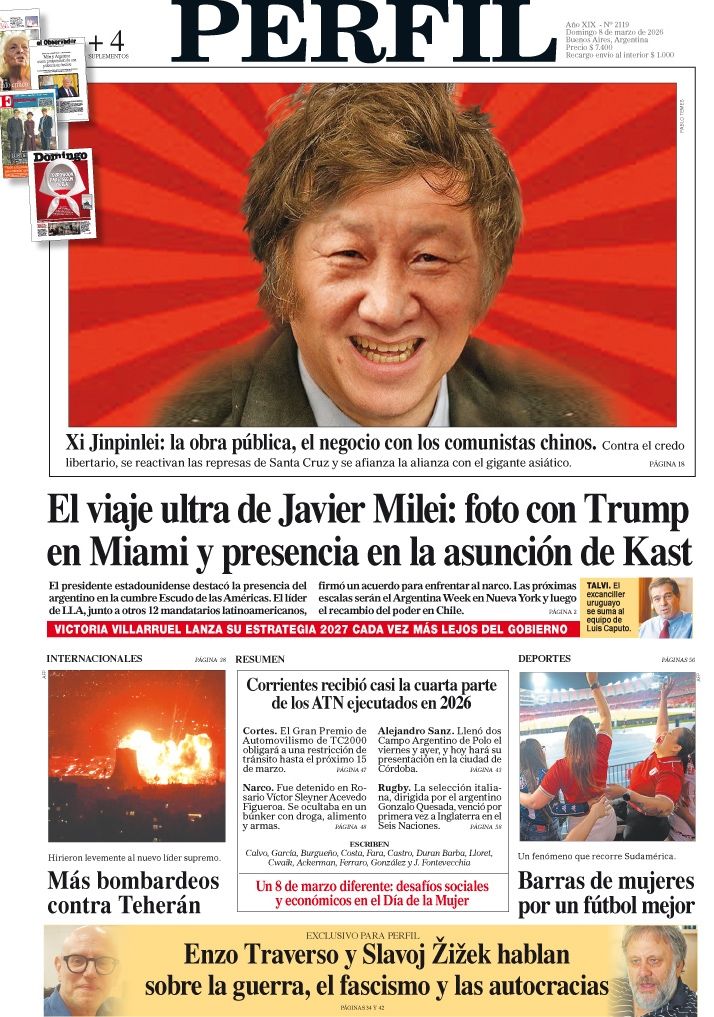 La tapa del Diario PERFIL del domingo 8 de marzo de 2026