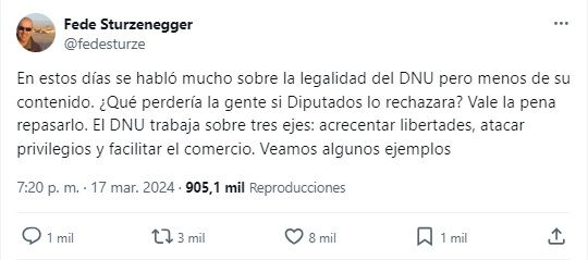 Hilo de Sturzenegger defendiendo el DNU 20240317