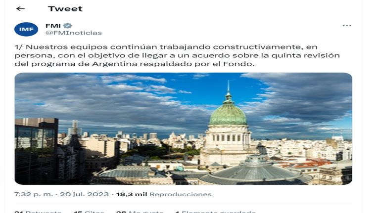 20230720 Tuits del Fondo Monetario Internacional.