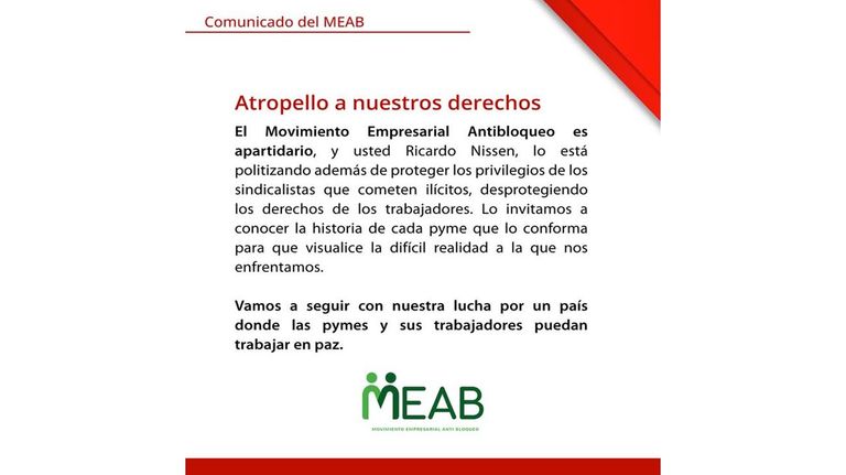 Comunicado del Movimiento Nacional Anti Bloqueo