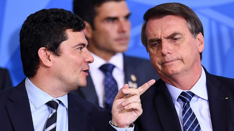 Sergio Moro y el presidente Jair Bolsonaro.