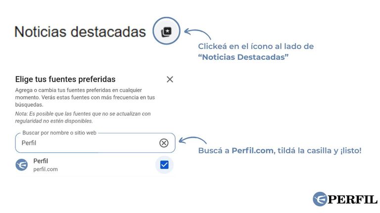 Seguir a Perfil en Fuentes Preferidas de Google