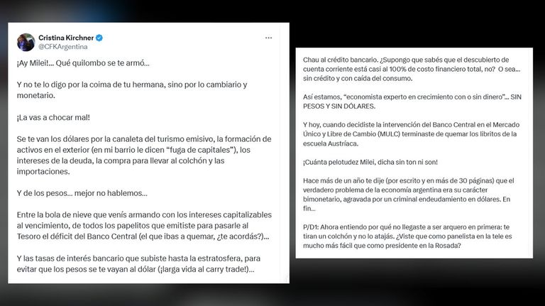 Tweets CFK Milei