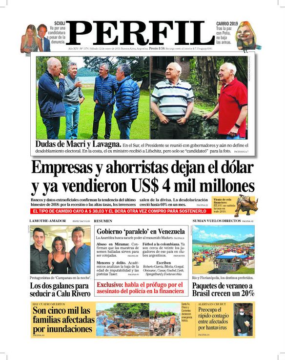 La tapa del DIARIO PERFIL de este sábado