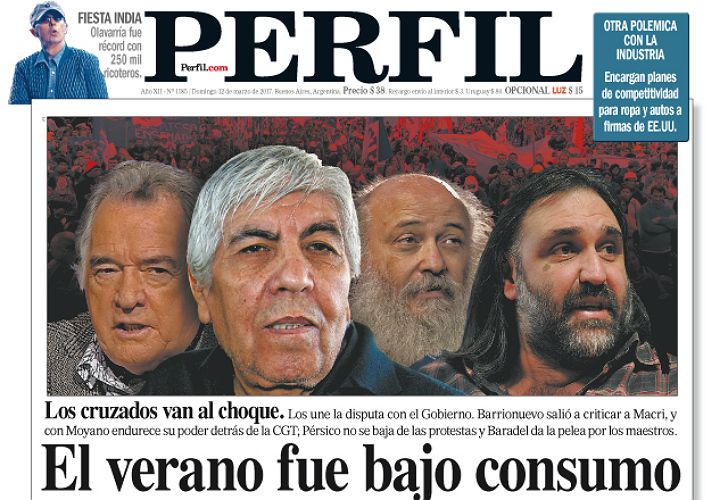 La tapa de domingo del Diario Perfil