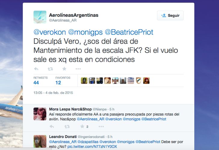 Aerolíneas Argentinas "sobró" a una pasajera