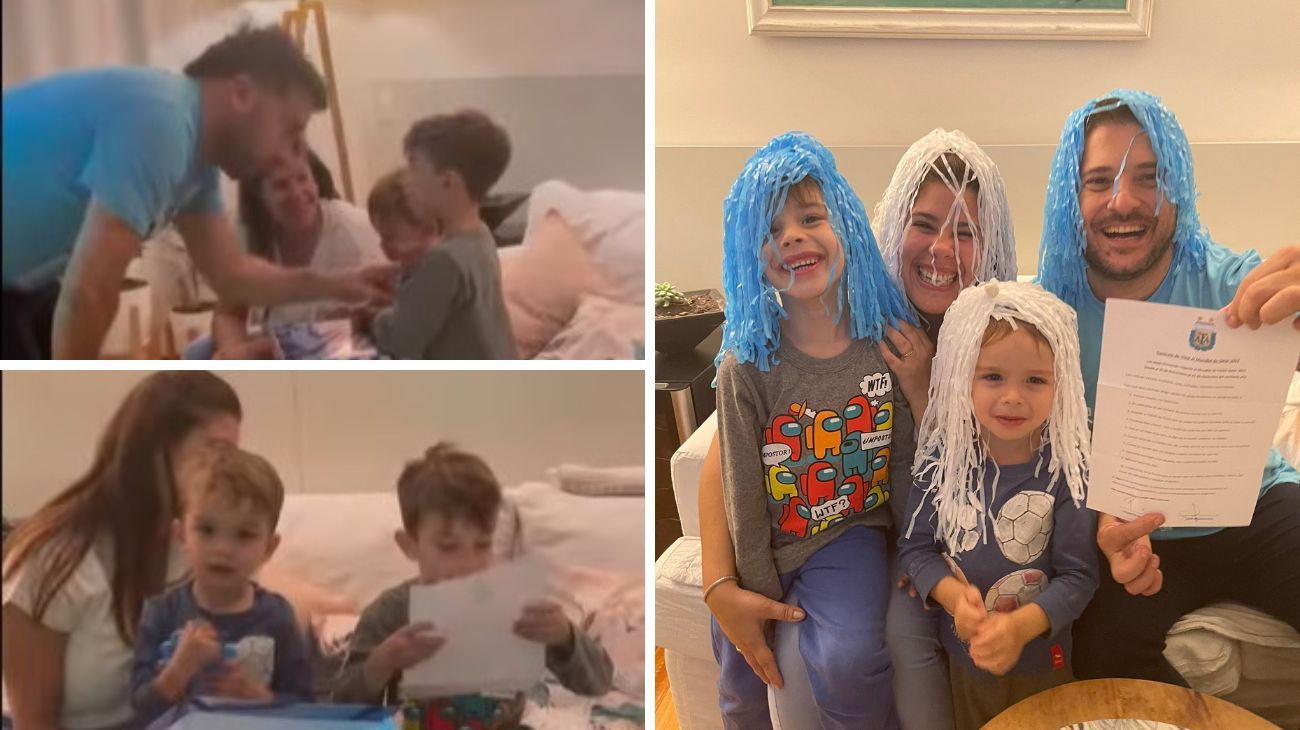 Diego Brancatelli compartió el "sueño más grande": sorprendió a sus hijos con el viaje a Qatar