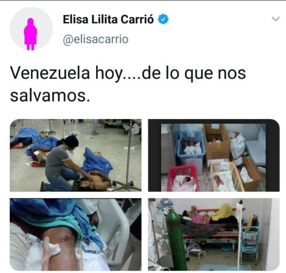 Elisa Carrió compartió una foto falsa de Venezuela y pidió disculpas