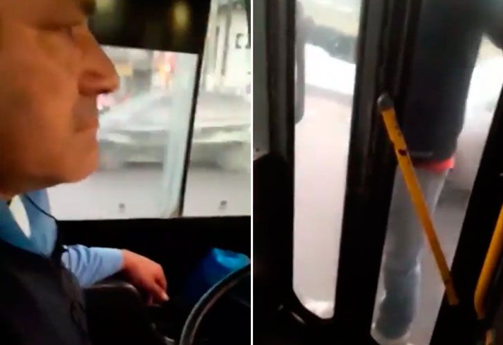 A toda velocidad, un pasajero viajó colgado de la puerta de un colectivo