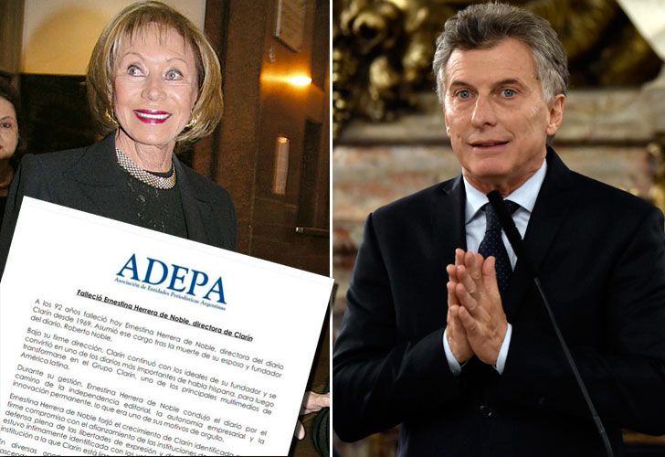 Mauricio Macri y Adepa despidieron a Ernestina Herrera de Noble