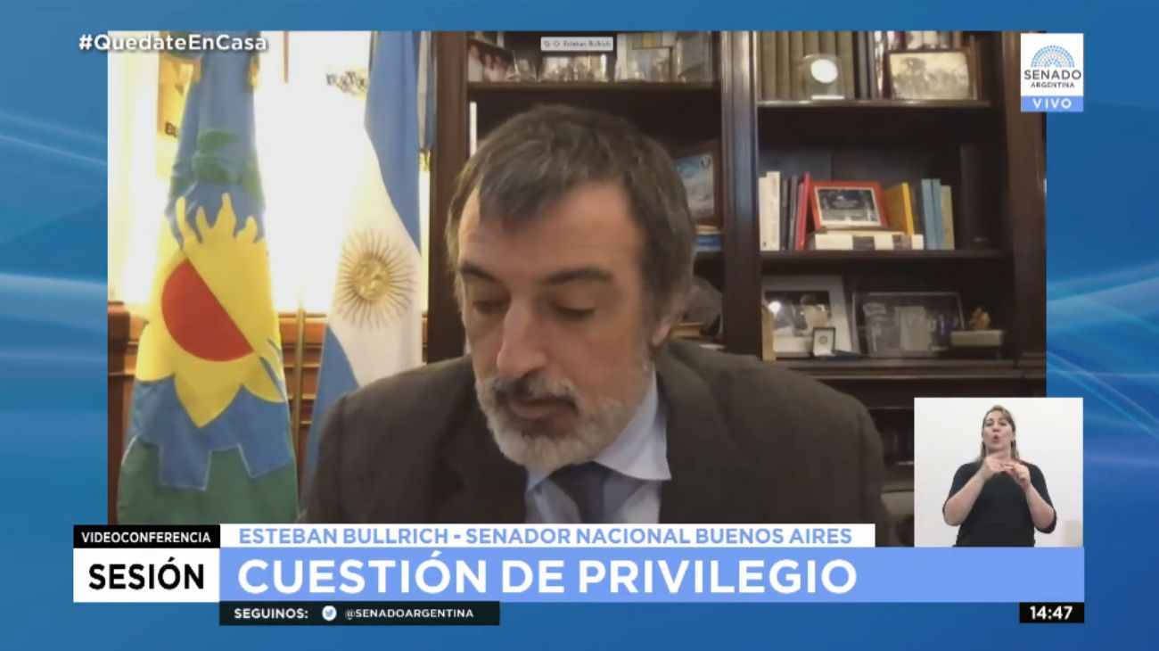 Esteban Bullrich a CFK: "Impedir el uso de la palabra alienta el deterioro institucional del Senado"