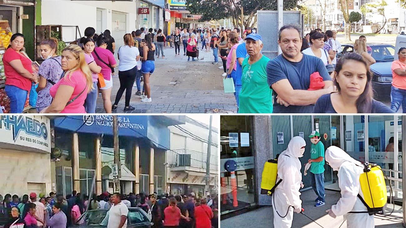 Largas filas en los cajeros por el pago de jubilaciones y planes