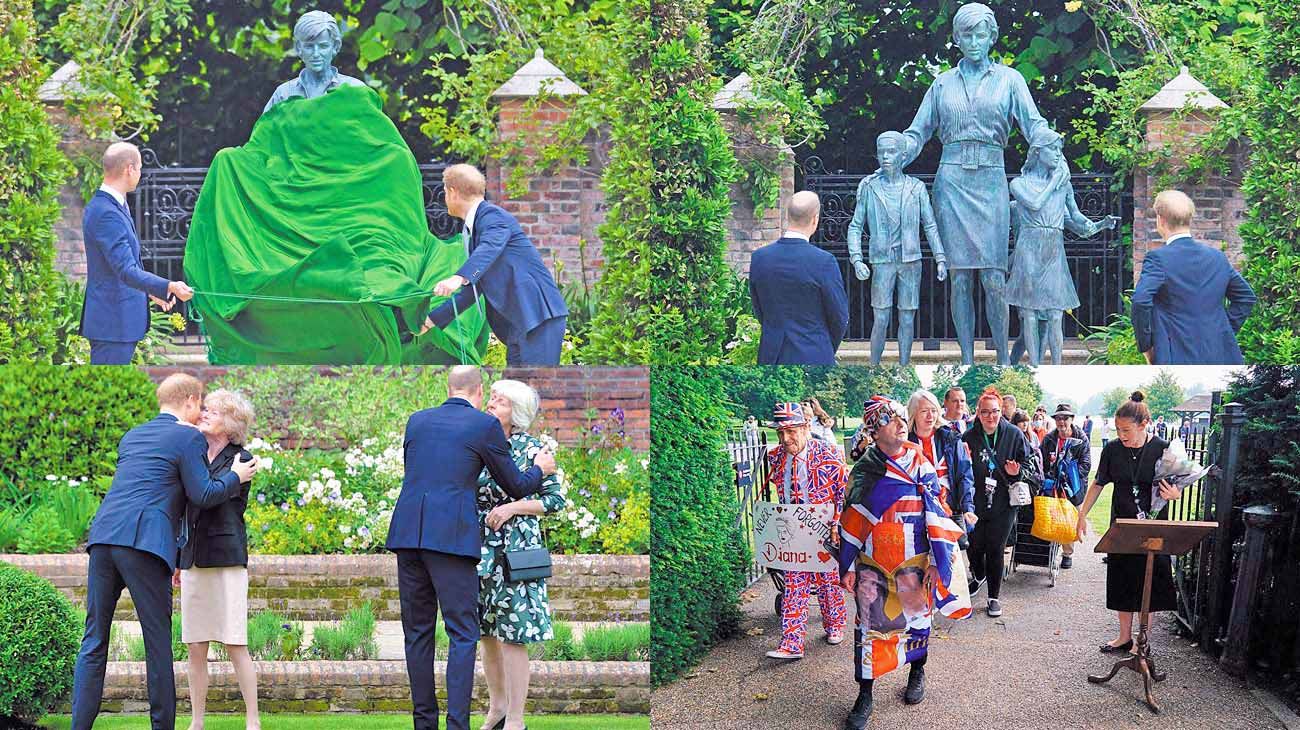 La estatua de Lady Di reunió a sus hijos y a fans