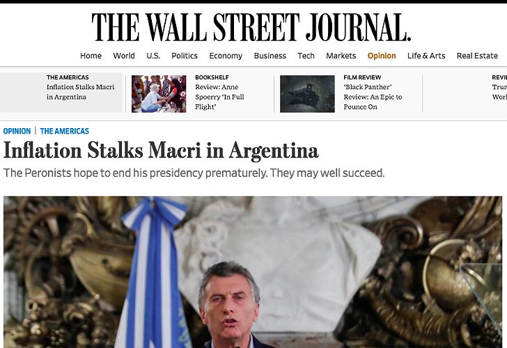 Para el Wall Street Journal, la "inflación acecha al Gobierno de Macri"