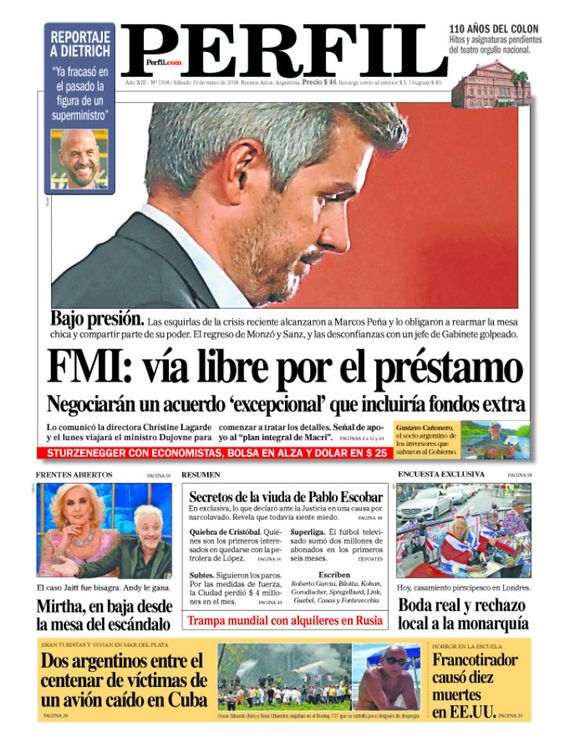 La tapa de Diario PERFIL de este sábado