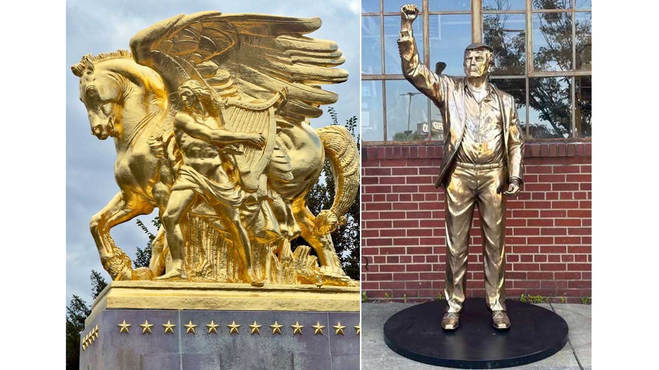Cómo es el fenómeno de las estatuas de oro que promueve Donald Trump