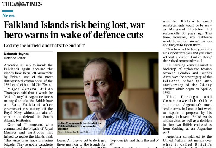 General británico alertó que perderían las Islas Malvinas si Argentina decide atacar