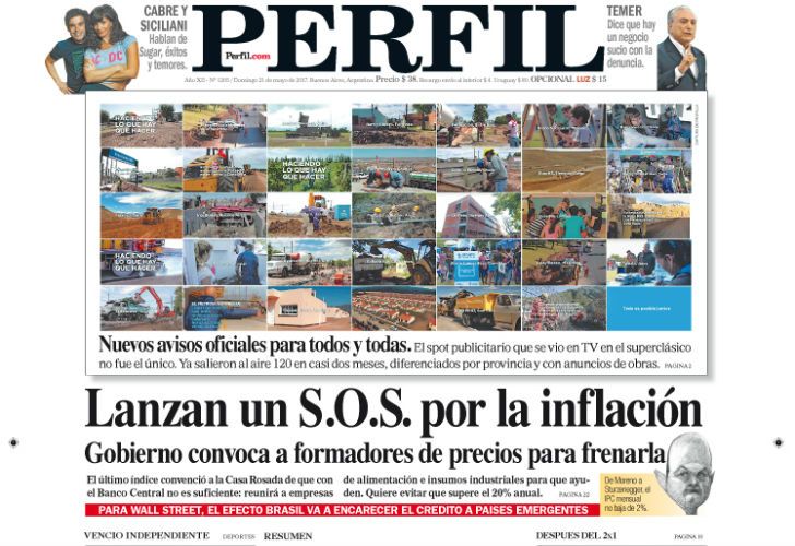Tapa del domingo de Diario PERFIL