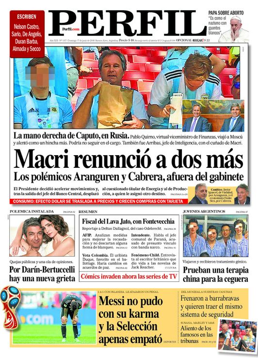 La tapa del Diario Perfil este domingo 17 de junio