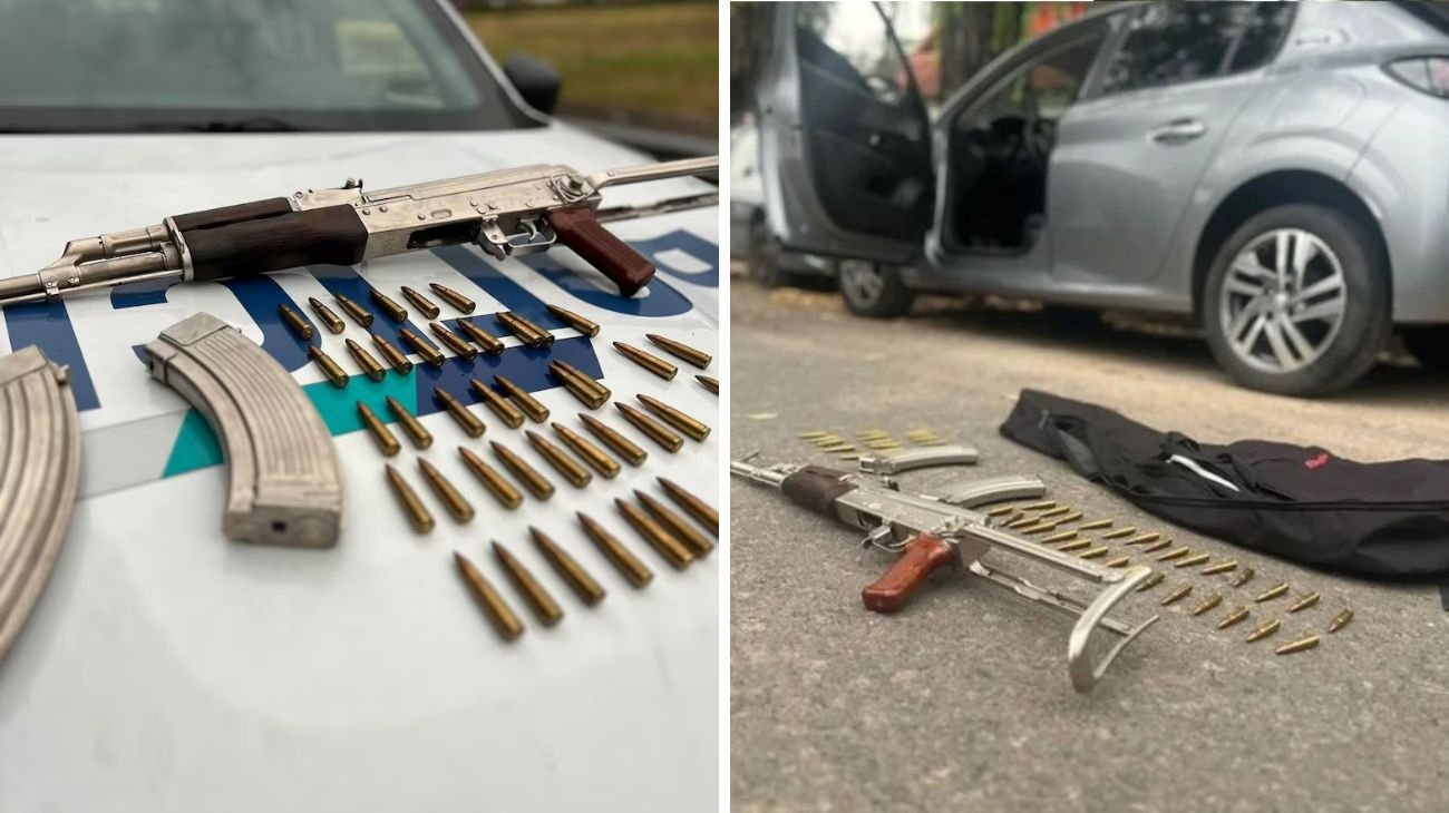 Estaba en libertad condicional: lo detienen con auto robado y un fusil AK-47 en una funda de guitarra