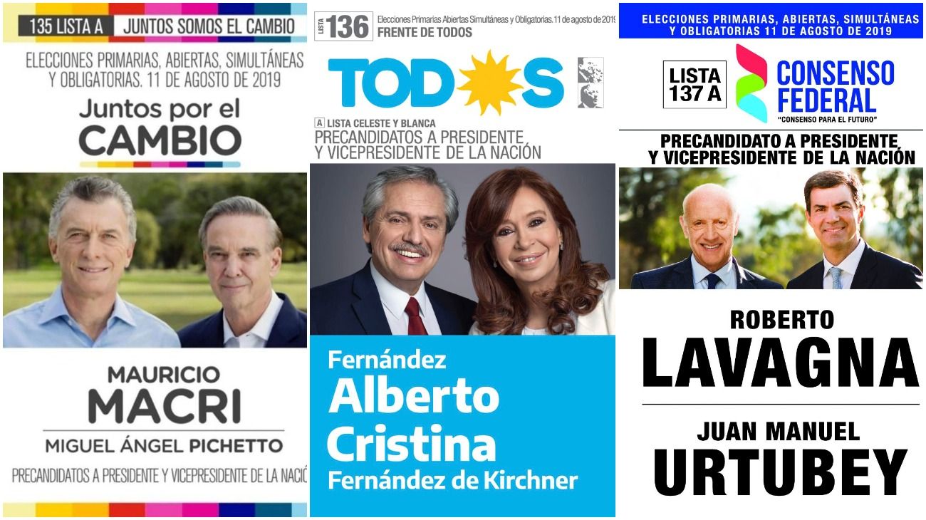 Cómo son las boletas de los precandidatos presidenciales que se usarán en las PASO