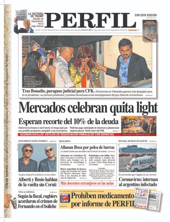 La tapa de diario PERFIL de este sábado 8 de febrero de 2020