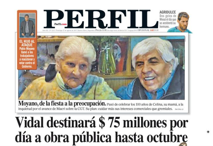 La tapa del Diario Perfil de este domingo