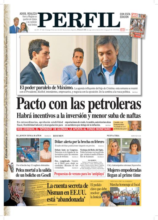 La tapa de diario PERFIL de este domingo 19 de enero