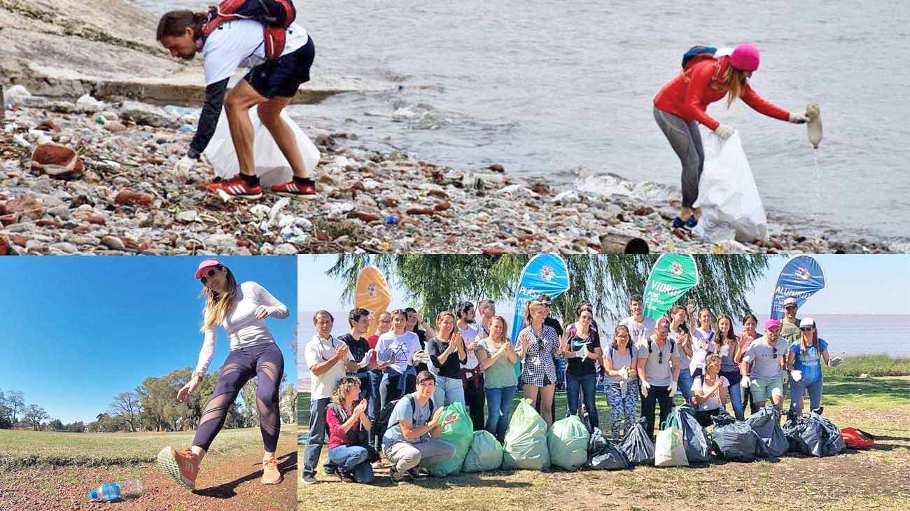 ‘Plogging’ en la Ciudad: mientras caminan o corren, recogen residuos plásticos para reciclar