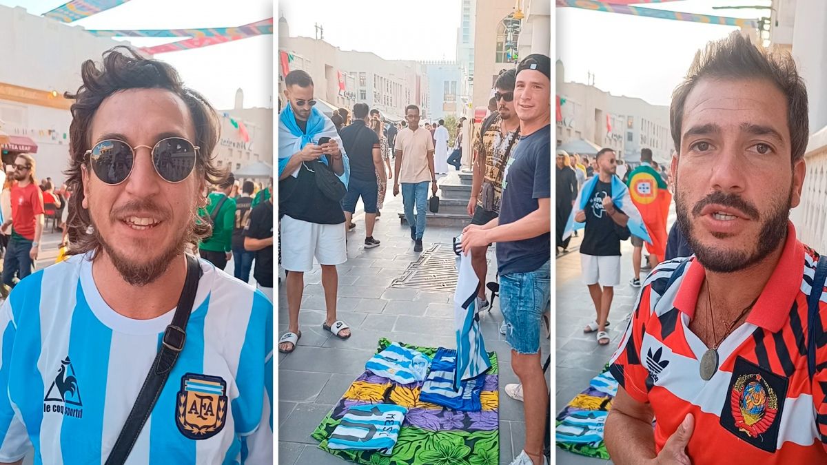 Argentinos en Qatar venden la camiseta de Maradona y Messi para mantener los gastos
