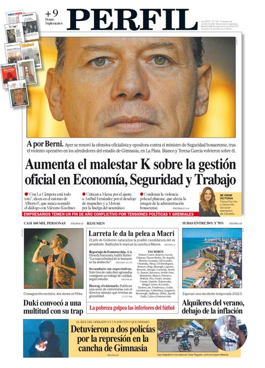 La tapa del Diario PERFIL de este domingo 9 de octubre de 2022