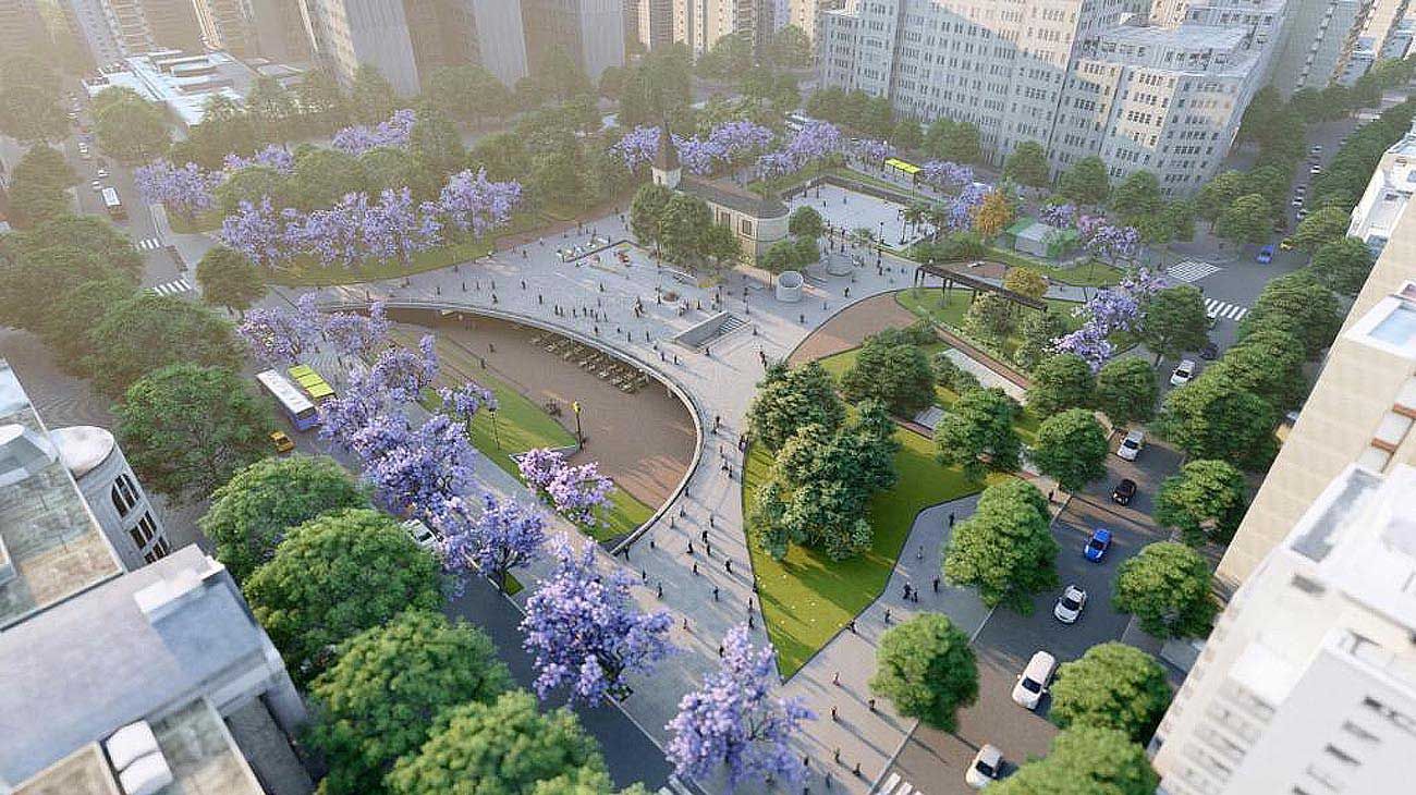 La plaza Houssay reabre el martes 23 de julio con nuevo diseño