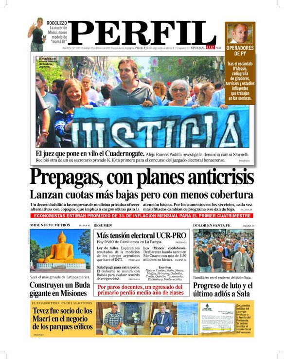 La tapa del Diario PERFIL de este domingo