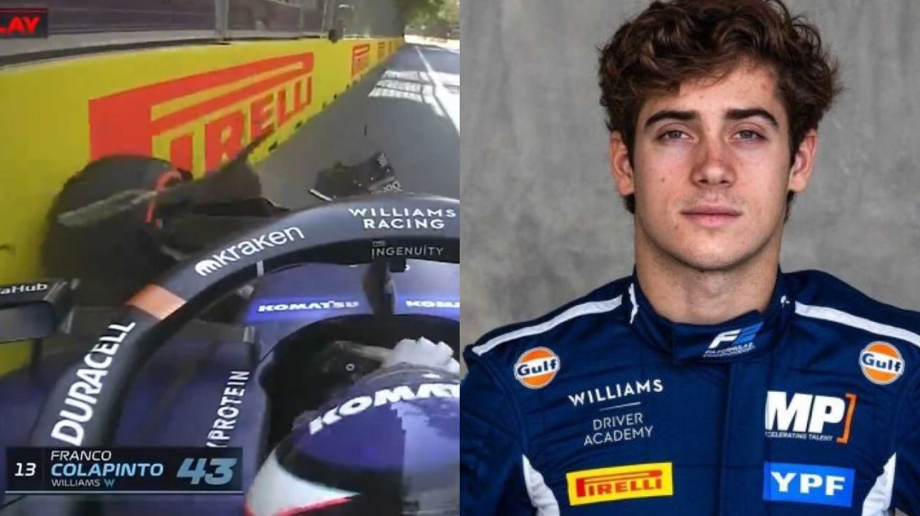 Franco Colapinto chocó su Williams en la primera práctica de la Fórmula 1 en Bakú: "Lo siento, chicos"