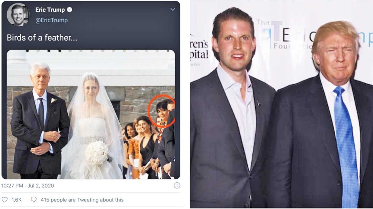 Un hijo de Trump vinculó a Clinton con la ex de Epstein