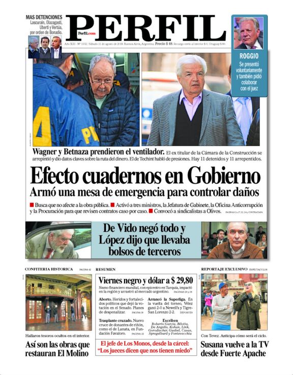 La tapa de Diario PERFIL de este sábado