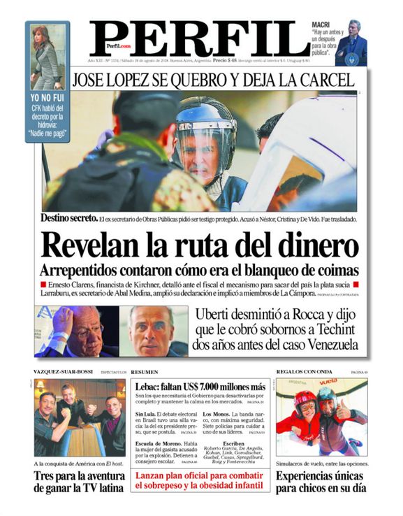 La tapa de Diario PERFIL de este sábado