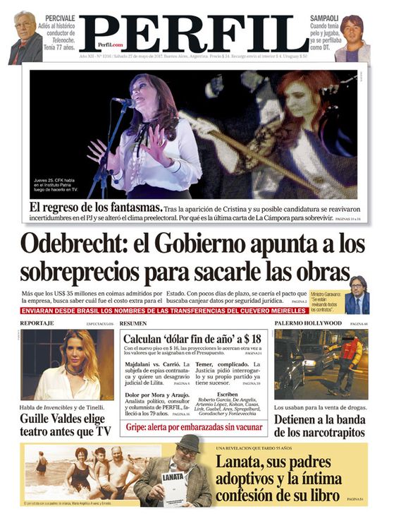 Esta es la tapa de este sábado del Diario Perfil