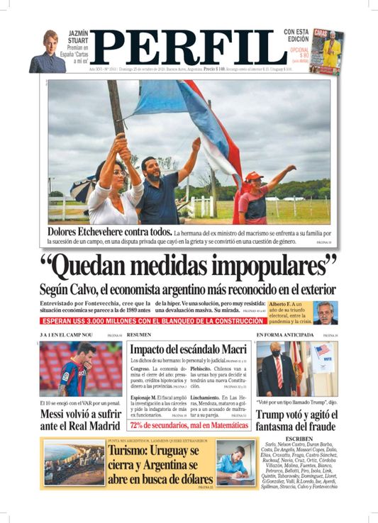 La tapa de Diario PERFIL de este domingo 25 de octubre