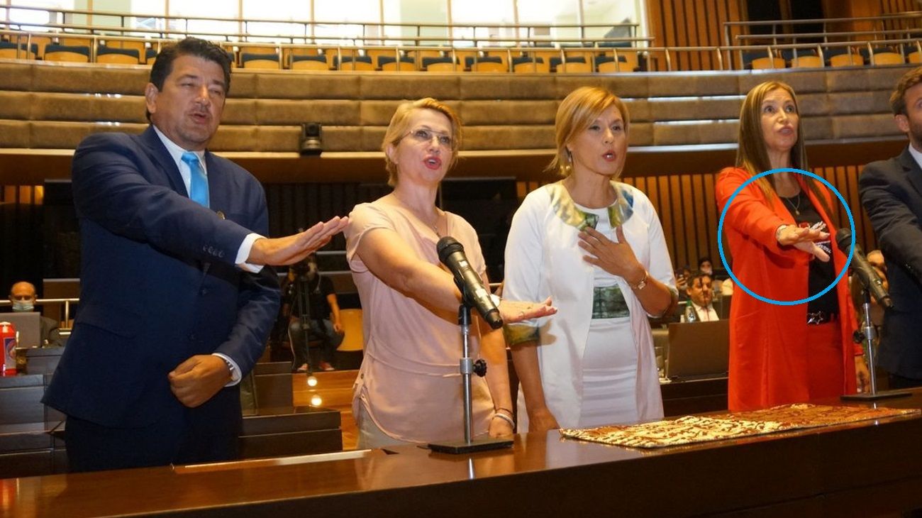 Misiones: piden la renuncia de una diputada que juró vistiendo una remera con la bandera británica