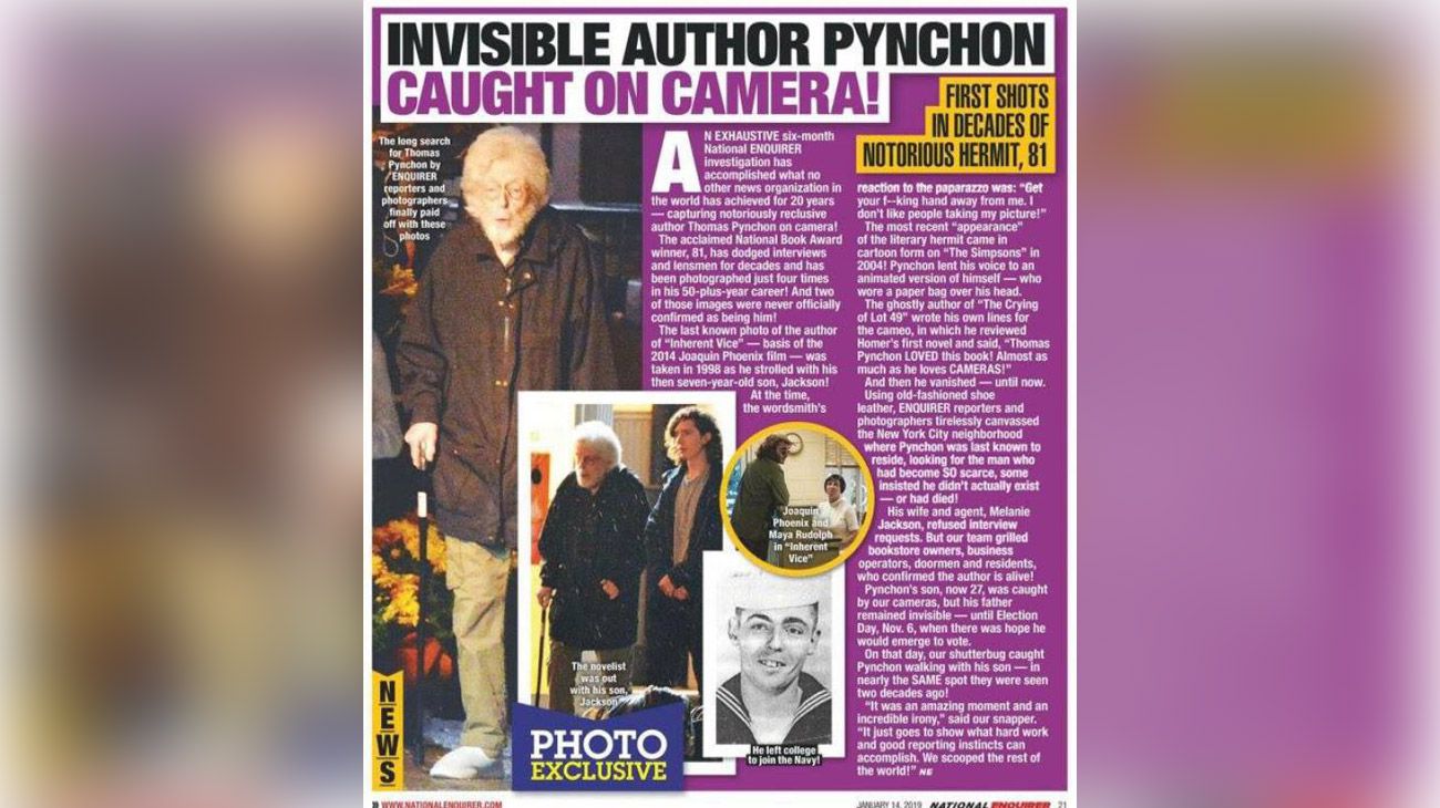 Un paparazzo atrapó al esquivo escritor Thomas Pynchon