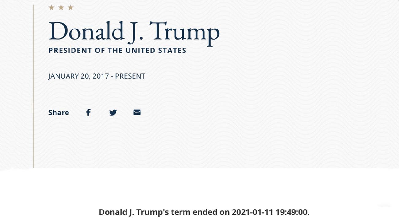 El gobierno de EEUU anunció por error el fin del mandato de Trump