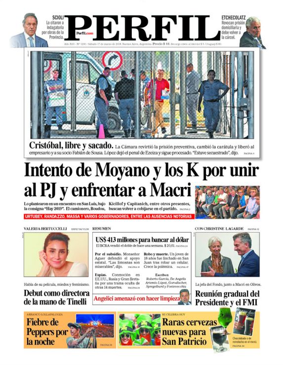 La tapa del Diario PERFIL de este sábado